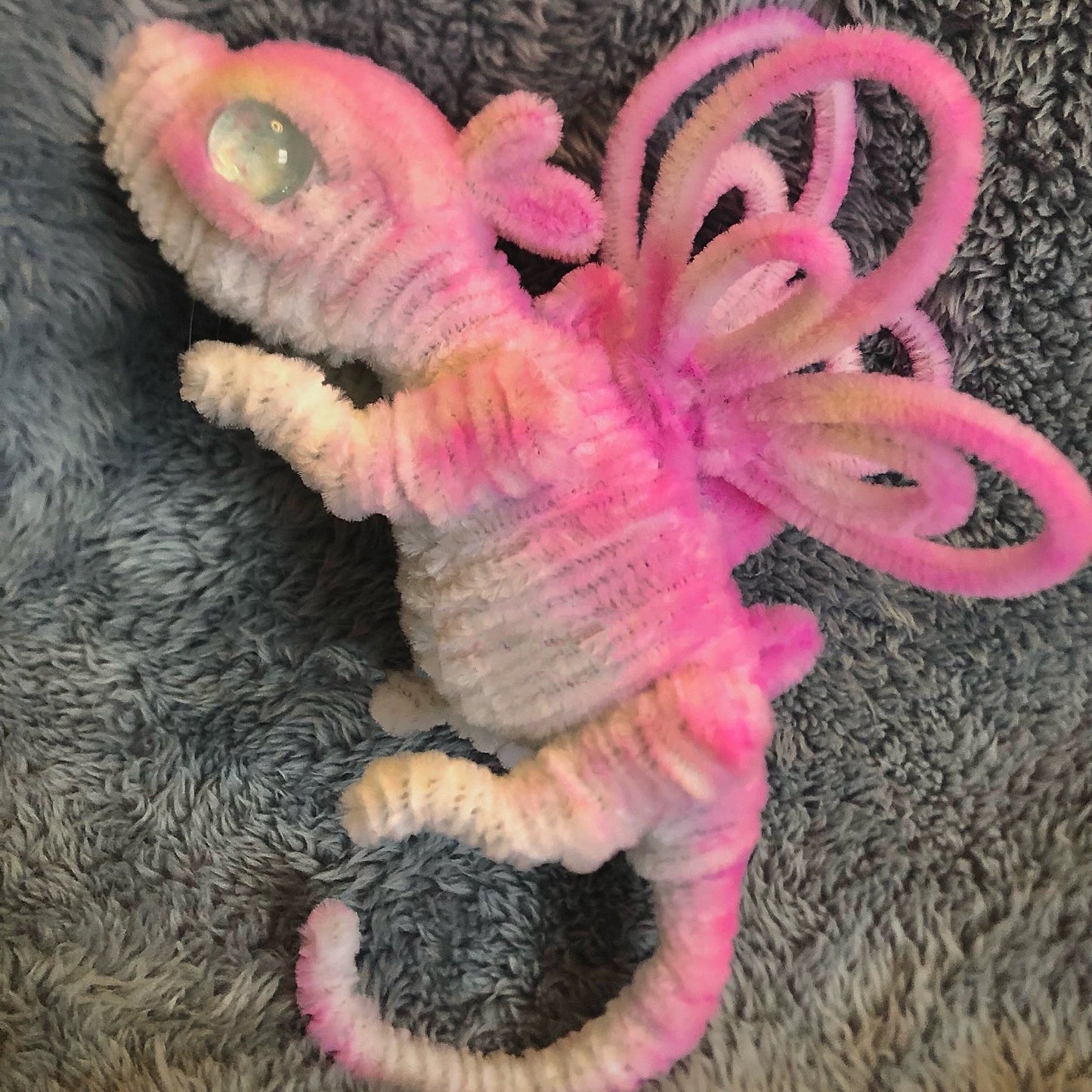 Pink and White Butterfly Wings Dragon - Size Medium